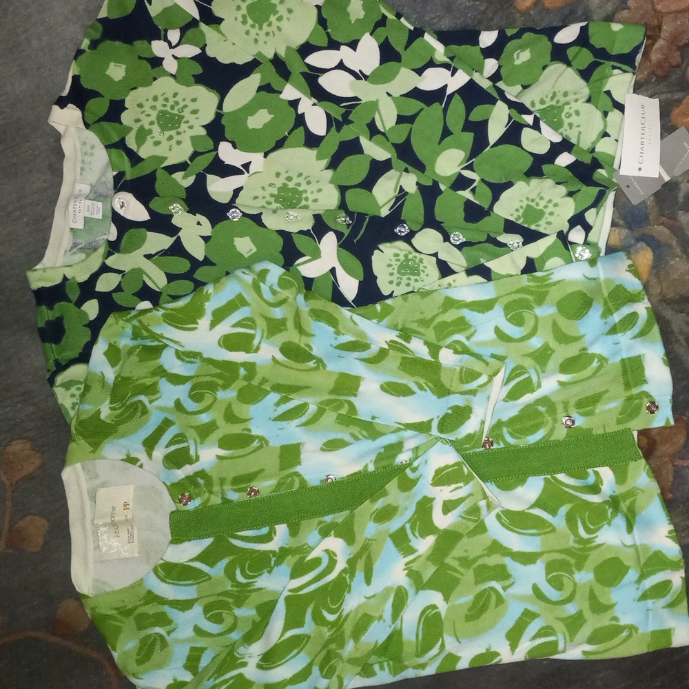 2 green sweaters